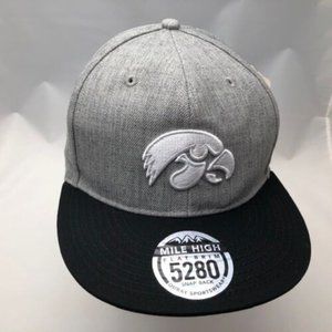 NCAA Iowa Hawkeyes Mile High 5280 Flat Brim Snap Back Cap, Adjustable Size, Grey
